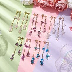 Natural Mixed Stone Dangle Earring&nbsp;EJEW-JE05947