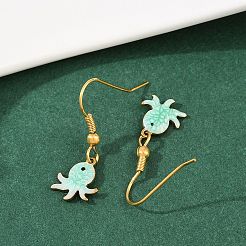 Ocean Series 304 Stainless Steel Enamel Dangle Earrings&nbsp;EJEW-K017-01D-G