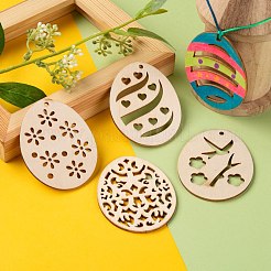 30Pcs 6 Style Undyed Natural Wooden Big Pendants&nbsp;WOOD-LS0001-16