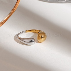 304 Stainless Steel Open Cuff Rings for Women&nbsp;RJEW-K296-04GP