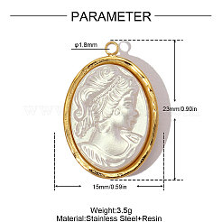 304 Stainless Steel with Resin Pendants&nbsp;RE-OY001-04G