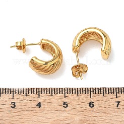 Textured Letter C 304 Stainless Steel Stud Earrings for Women&nbsp;EJEW-K333-11G