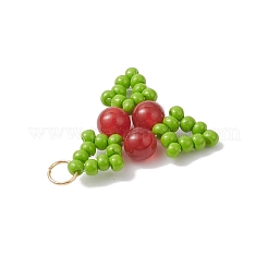 Christmas Glass Seed Beaded Holly Pendants&nbsp;PALLOY-MZ01057