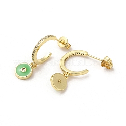 Ring & Evil Eye Real 18K Gold Plated Brass Stud Earrings&nbsp;EJEW-L268-037G-03