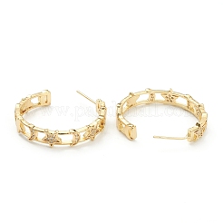 Star & Moon Brass Micro Pave Clear Cubic Zirconia Stud Earrings&nbsp;ZIRC-M117-21G