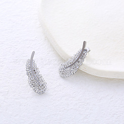 Stainless Steel Clear Cubic Zirconia Feather Stud Earrings&nbsp;ED4497-1
