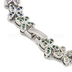 Rack Plating Brass Pave Cubic Zirconia Butterfly Link Bracelets for Women&nbsp;BJEW-B110-05P