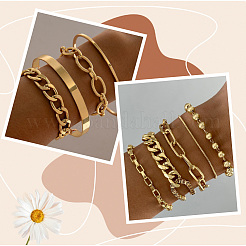 2 Sets 2 Styles Alloy Chain Bracelets & Bangles Set for Women&nbsp;BJEW-SP0001-34B