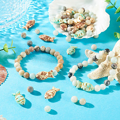 50Pcs Round Natural Flower Amazonite and 15Pcs 3 Colors Fish Dyed Synthetic Turquoise Beads Sets&nbsp;G-TA0003-04