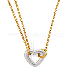 Duo Tone 304 Stainless Steel Heart Pendant Necklaces for Women&nbsp;FS-WGDA821-01