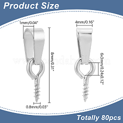 20Pcs 201 Stainless Steel Screw Eye Pin Peg Bails&nbsp;STAS-LP0001-21