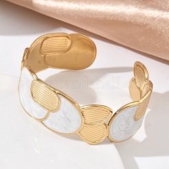Women's 304 Stainless Steel Cuff Bangles&nbsp;BJEW-F542-01G-01