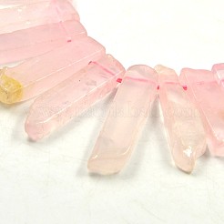Irregular Strip Natural Rose Quartz Graduated Beads Strands&nbsp;G-P064-13