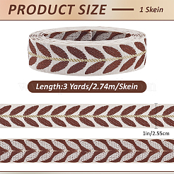 3 Yards Polyester Leaf Jacquard Ribbons&nbsp;SRIB-WH20020-020D