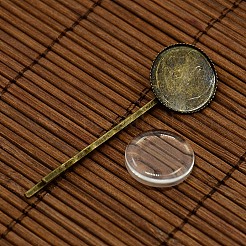 18mm Transparent Clear Domed Glass Cabochon Cover for Iron Hair Bobby Pin DIY Making&nbsp;DIY-X0070