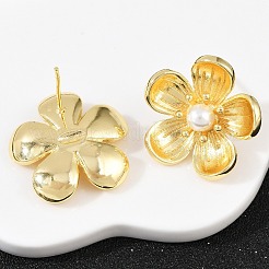 Brass Flower Stud Earrings&nbsp;EJEW-C152-07A-G