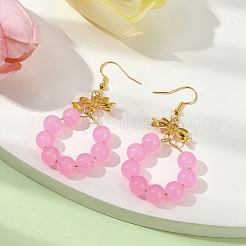 Imitation Jade Glass Beaded Ring Dangle Earrings&nbsp;EJEW-JE05567-05