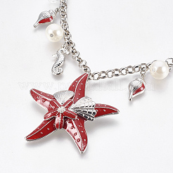 Ocean Theme Alloy Enamel Pendant Necklaces&nbsp;LS-NJEW-WH0002-05P