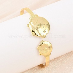 Marine Organism Brass Cuff Bangles for Women&nbsp;BJEW-D368-03B-G