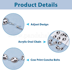 1Pc Cow Print Alloy & Acrylic Oval Chain Belts for Cowgirls&nbsp;AJEW-HS0001-29