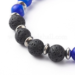 Handmade Evil Eye Lampwork Beaded Stretch Bracelets&nbsp;BJEW-JB06466-01