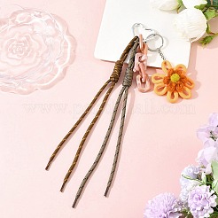 Flower Handmade Woven & Polyester Cord Pendant Decorations&nbsp;HJEW-JM04422-03