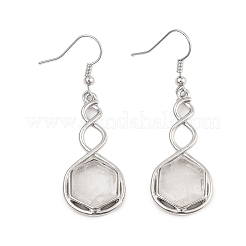 Hexagon Natural Quartz Crystal Dangle Earrings&nbsp;EJEW-K298-01P-02