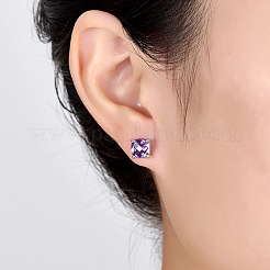 Sterling Silver Pave Cubic Zirconia Square Stud Earrings for Women&nbsp;PC9848-1