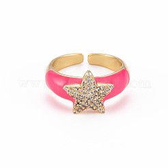 Brass Micro Pave Clear Cubic Zirconia Cuff Rings&nbsp;RJEW-S045-082-NR