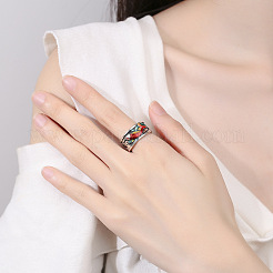 Retro Ethnic Style Brass Adjustable Cuff Rings&nbsp;FS-WG2D462-01