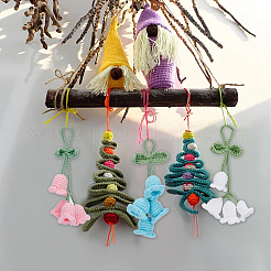 3Pcs 3 Colors Lily of the Valley Kintting Cotton Wool Pendant Decorations&nbsp;HJEW-DC0001-03