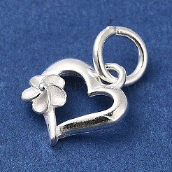 925 Sterling Silver Heart with Flower Charms&nbsp;X-STER-K180-10S