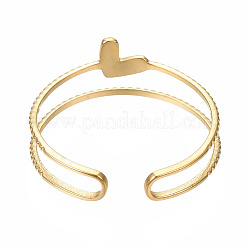 304 Stainless Steel Heart Wrap Open Cuff Ring&nbsp;X-RJEW-T023-73G