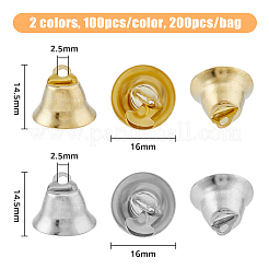 200Pcs 2 Colors Alloy Bell Pendants&nbsp;FIND-FH0008-15