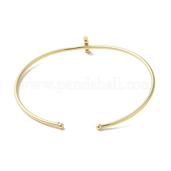 Rack Plating Brass Micro Pave Clear Cubic Zirconia Letter Open Cuff Bangles&nbsp;BJEW-A018-01G-I