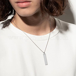 10Pcs 304 Stainless Steel Rectangle Pendant Necklaces&nbsp;NJEW-UN00019