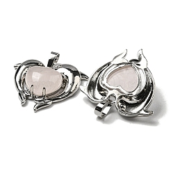 Natural Rose Quartz Heart Pendants&nbsp;G-M434-02P-25