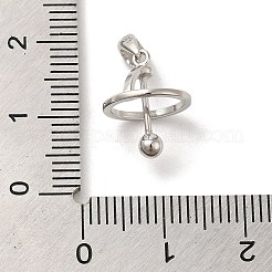 Anti-Tarnish Rhodium Plated 925 Sterling Silver Locket Style Planet Pinch Bails&nbsp;LS-STER-NH0001-55B-P