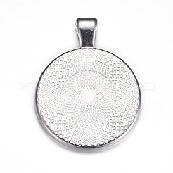 Flat Round Alloy Pendant Cabochon Settings&nbsp;PALLOY-A15654-N