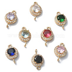 10Pcs Light Gold Plated Brass Pave Cubic Zirconia Connector Charms&nbsp;KK-CJ0002-26