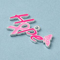 Breast Cancer Pink Awareness Ribbon Theme Alloy Enamel Pendants&nbsp;ENAM-A147-01H