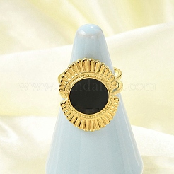 Oval 304 Stainless Steel Enamel Open Cuff Rings for Women&nbsp;LS-RJEW-G338-17G-02