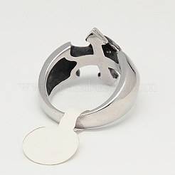 Unique Retro Men's Halloween Jewelry 304 Stainless Steel Skull Rings&nbsp;RJEW-F006-315