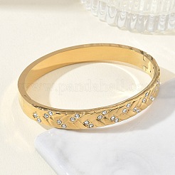 304 Stainless Steel & Rhinestone Hinged Bangles for Women&nbsp;BJEW-Z178-07G