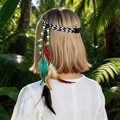 1Pc Boho Feathers Headband Hair Extensions Headpiece&nbsp;AJEW-DJ0001-51B