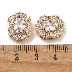 Oval Brass Micro Pave Cubic Zirconia Beads&nbsp;KK-U037-04G-01