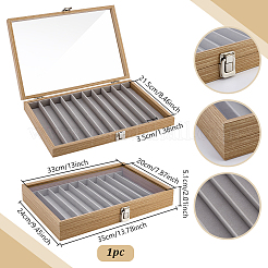 10-Slot Imitation Leather Pen Display Cases with Clear Glass Window Lid&nbsp;ODIS-WH0025-355B