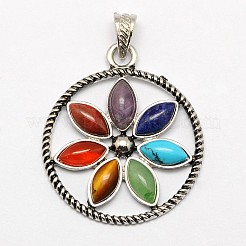 Vintage Chakra Jewelry Zinc Alloy Bezel Gemstone Pendants&nbsp;X-G-M039-03