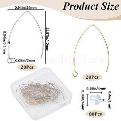 40Pcs 2 Colors 304 Stainless Steel Earring Hooks&nbsp;STAS-SP0001-41