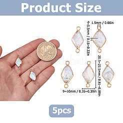 5Pcs Natural Baroque Pearl Keshi Pearl Rhombus Links Connector Charms&nbsp;PEAR-HS0001-32